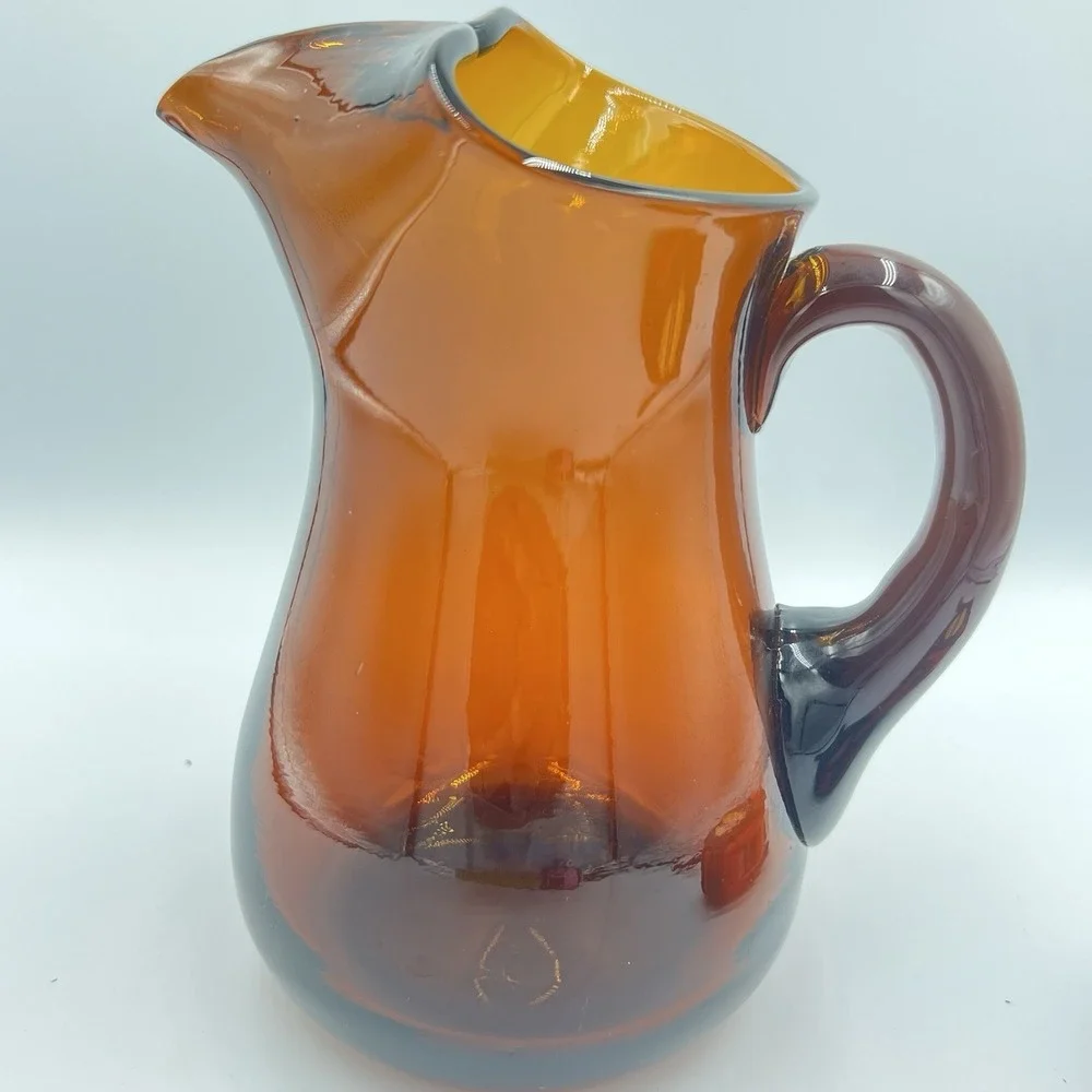 VTG Amber Glass Pitcher 8